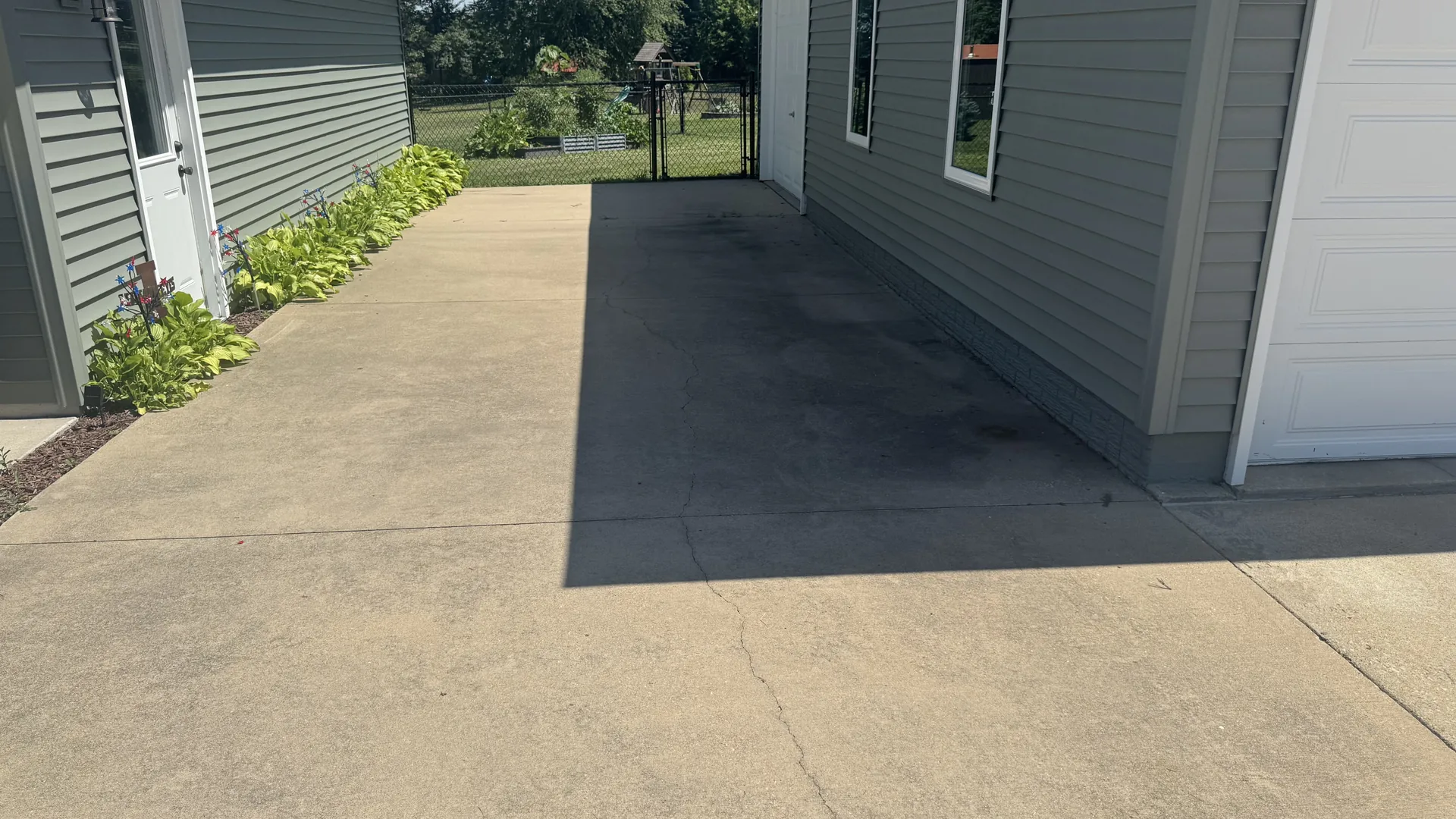Client concrete walkway before cleaning