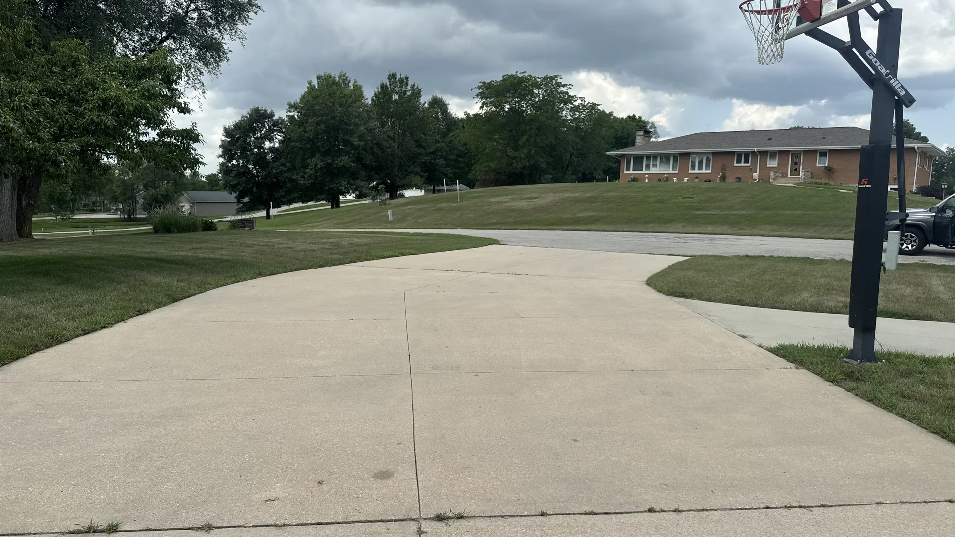 Client driveway after exterior surface cleaning